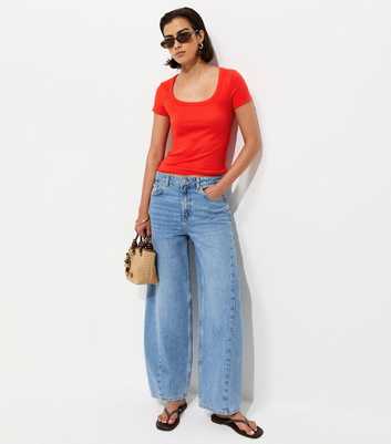 Bright Orange Square Neck Top