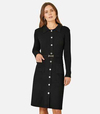 Yumi Black Collar Button Through Dress