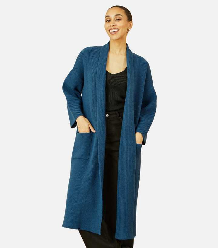 Yumi Teal Knit Maxi Cardigan