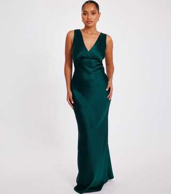 slim fit dress slacks Mini Sophia Dress in Green Satin 13/14 main image 1