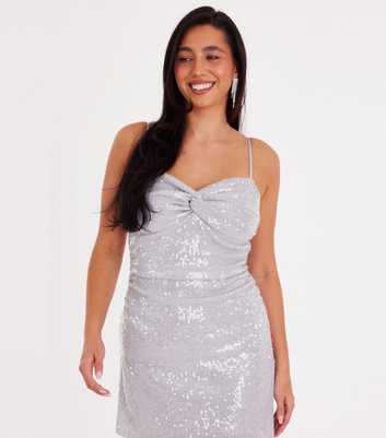 green emerald velvet dress Threadbare Women's Grey Silver Sequin Velour Ladies' Mini Party Dress main image 1