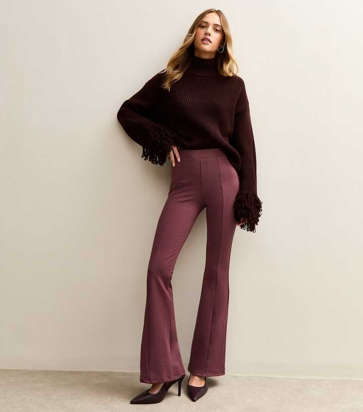 Dark Burgundy Flared Trousers
