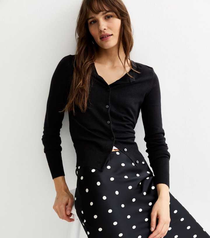 Tall Black Lightweight Crew Neck Cardigan
