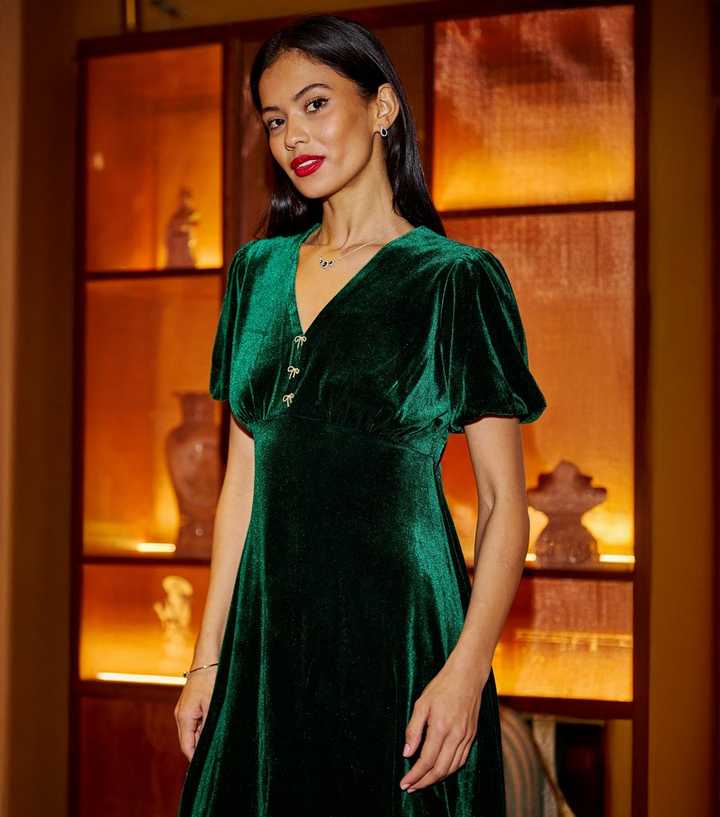 Yumi Green Velvet Diamant Mini Dress