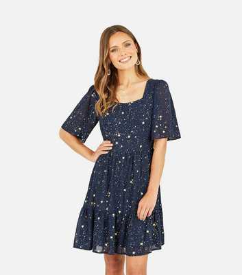 Yumi Navy Foil Star Mini Dress