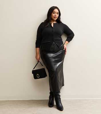 Curves Black Faux Leather Pencil Skirt