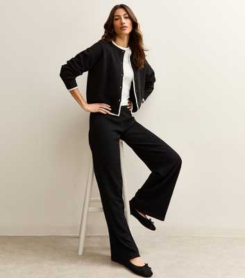 Tall Black Crinkled Wide Leg Trousers