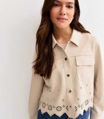 Petite Stone Cutwork Faux Suede Shacket