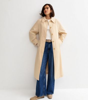 Light Yellow Cotton Belted Mac Coat