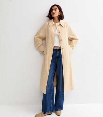 Light Yellow Cotton Belted Mac Coat