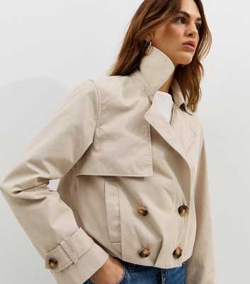 Stone Cropped Trench Mac Jacket