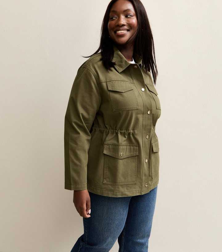 Curves Light Khaki Four Pocket Shacket