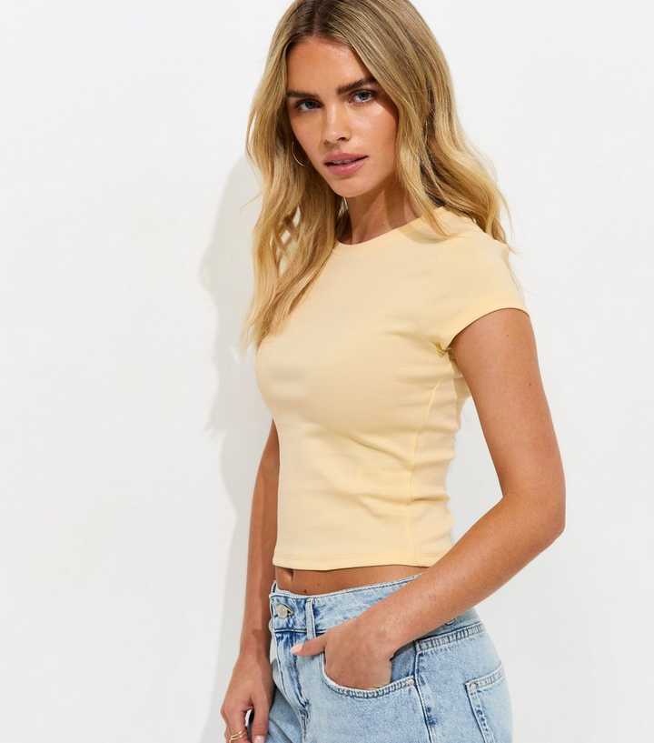 Petite Light Yellow Cotton Rich Ribbed Baby Tee