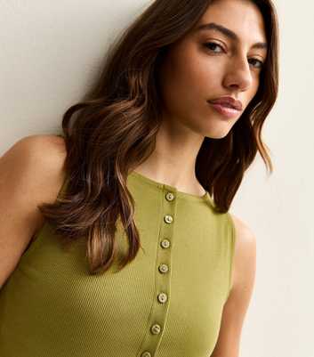 Tall Light Green Button Through Tank Top