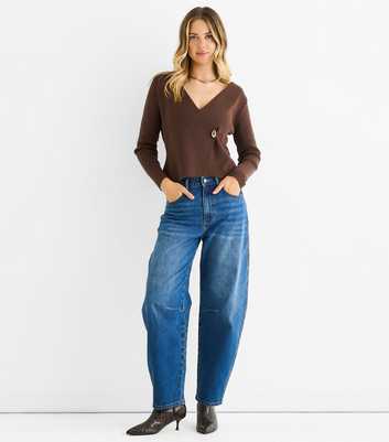 Gini London Brown Compact Knit Wrap Cardigan