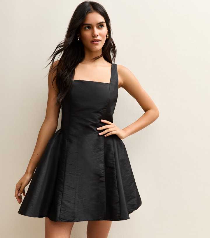 Black Bow Back Taffeta Mini Dress