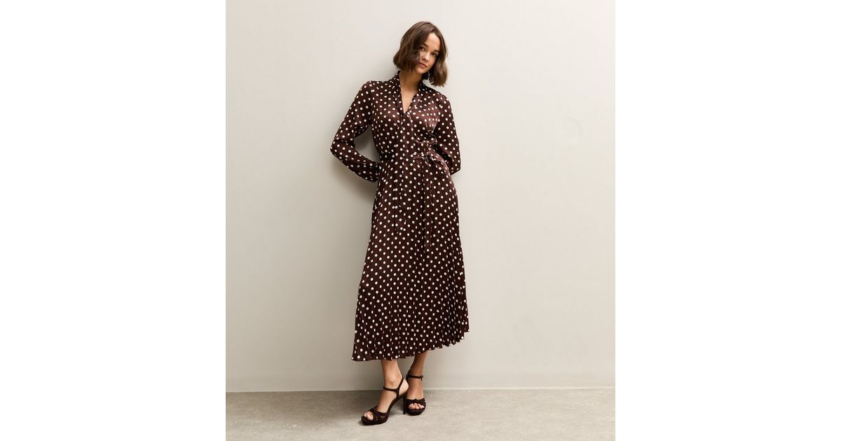 Polka Dot Long Dress - Brown main image 0