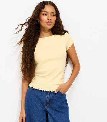 Petite Yellow Ribbed Babylock Tee