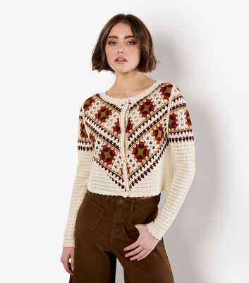 Apricot Crochet Boxy Cardigan