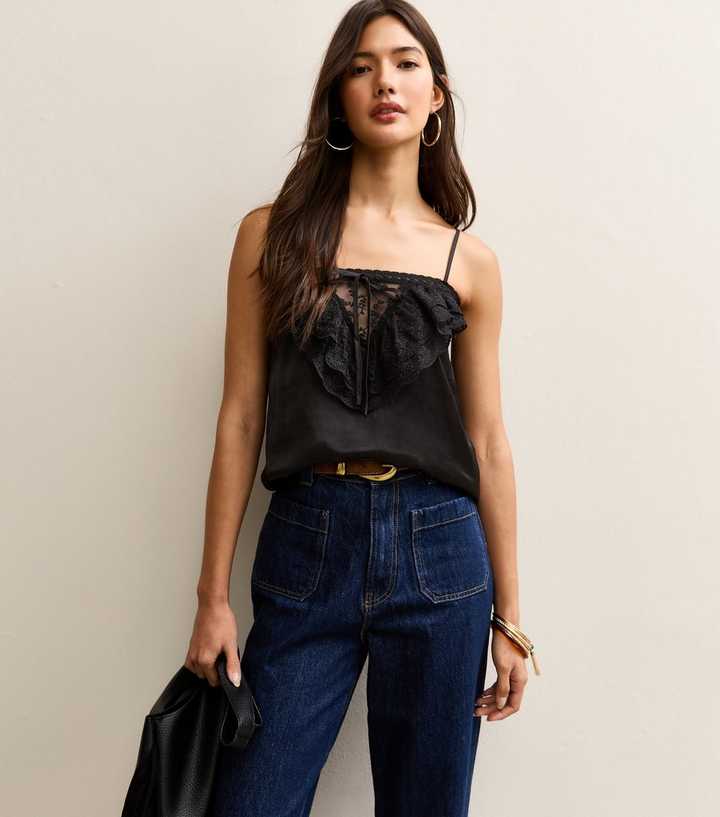 Black Lace Frill Cami Top
