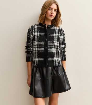 Black Faux Leather A-Line Mini Skirt