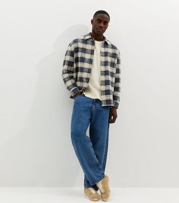 Blue Oversized Flannel Check Shirt | New Look