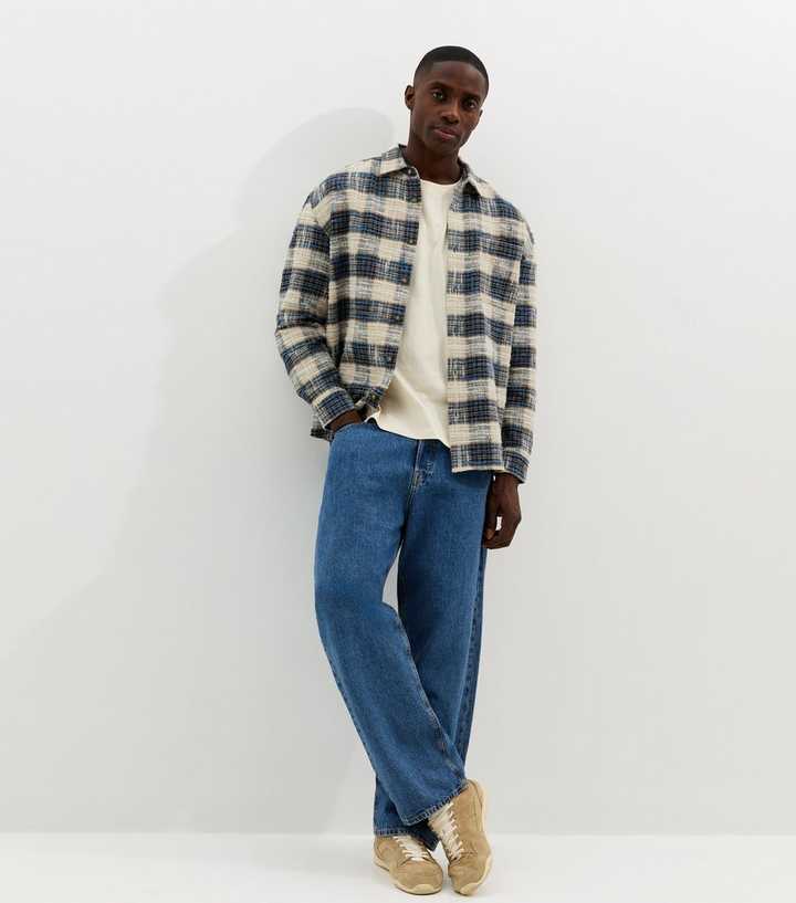 Blue Oversized Flannel Check Shirt