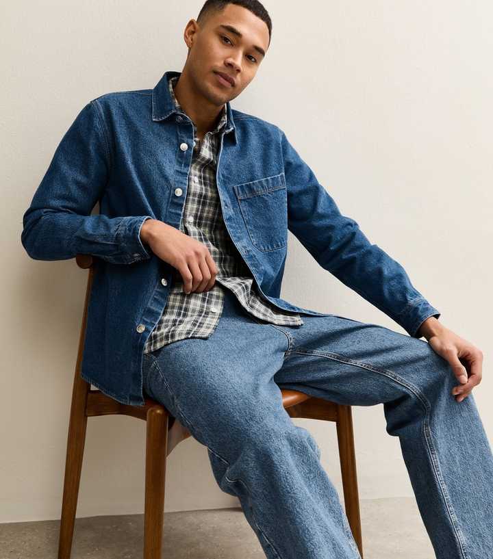 Mid Blue Regular Denim Long Sleeve Overshirt