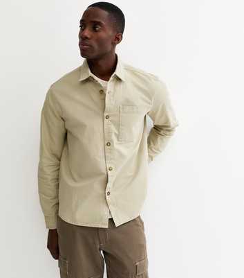 Light Khaki Oversized Cotton Twill Overshirt