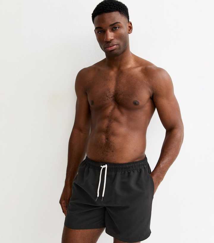 Black Regular Drawstring Swim Shorts