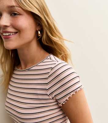 Light Pink Striped Frilly Hem Baby Tee