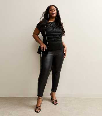 Curves Black Faux Leather Leggings