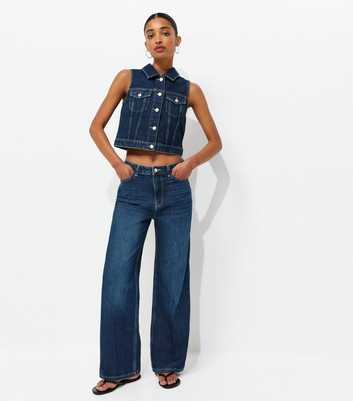 Blue Centre Crease Wide Leg Jeans
