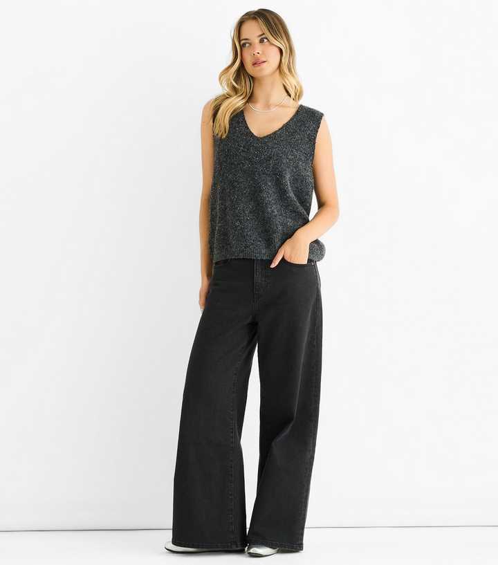 Gini London Grey Sparkle Knit Vest