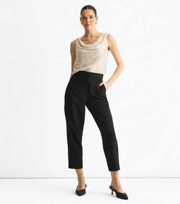 Gini London Gold Cowl Neck Sequin Top