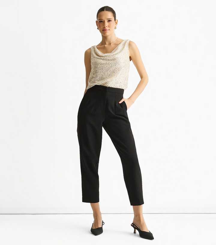 Gini London Gold Cowl Neck Sequin Top