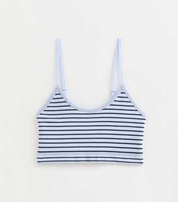 Girls Light Blue Striped Ribbed Seamless Bralette