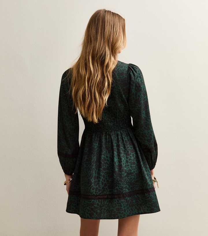 Green Animal Print Long Sleeve Mini Dress | New Look Green Animal Print Long Sleeve Mini Dress | New Look