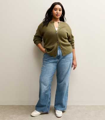 Curves Light Blue Bonnie Slouchy Wide Leg Jeans