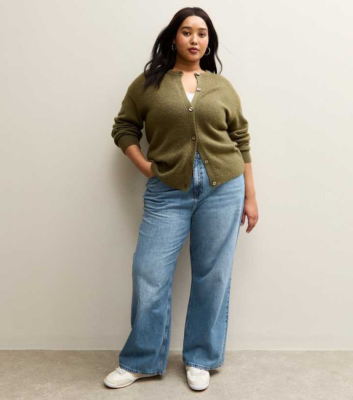 Curves Light Blue Bonnie Slouchy Wide Leg Jeans
