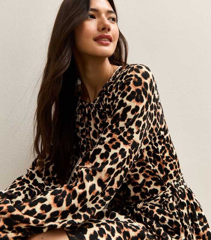 Brown Animal Print Belted Mini Dress