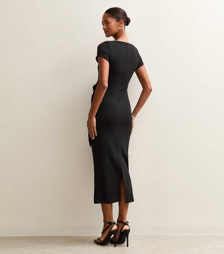 knee length dresses for ladies Black Tie Front Terra Midi Dress