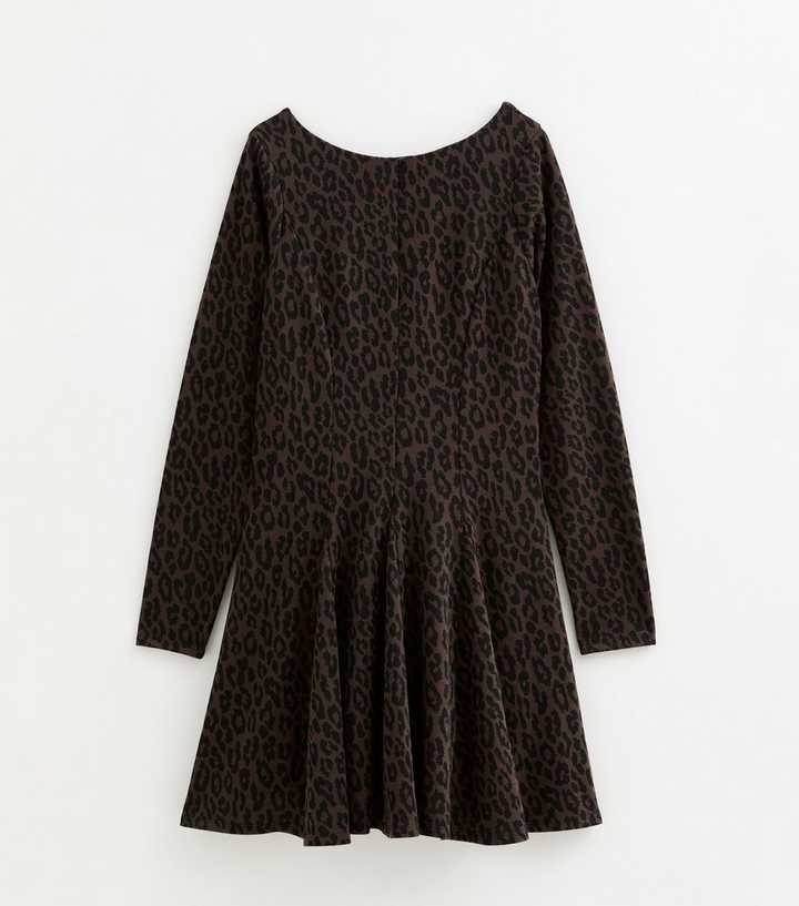 chinese dress ladies Chocolate Long Sleeve Button Front Skater Shirt Dress – AX Paris US main image 0