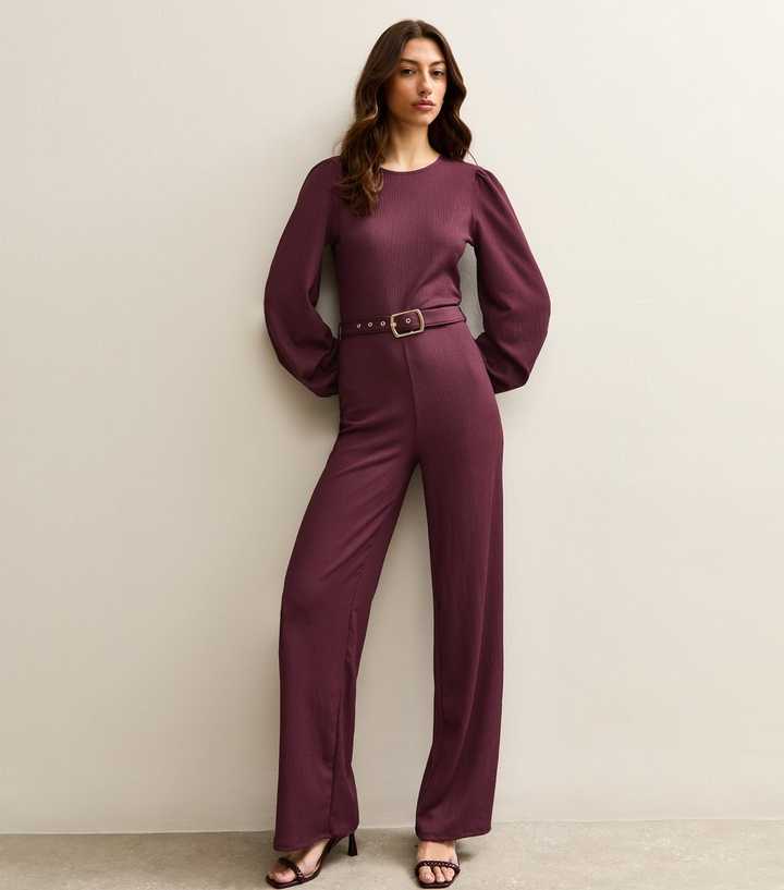 Tall Burgundy Belted Jumpsuit