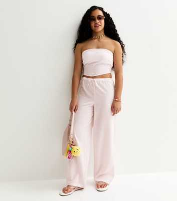 Girls Pink Stripe Seersucker Trousers