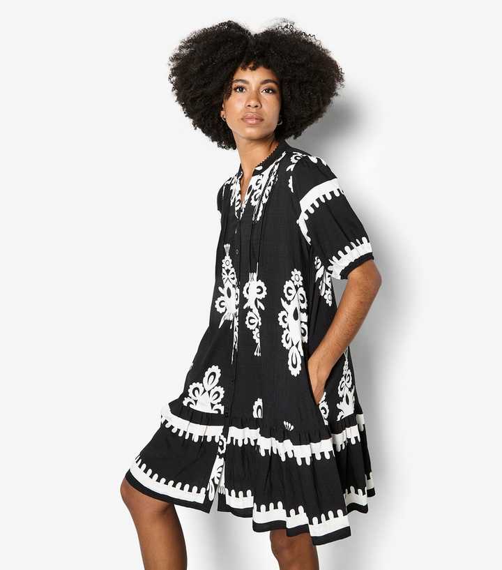 Apricot Black Baroque Print Mini Shirt Dress | New Look