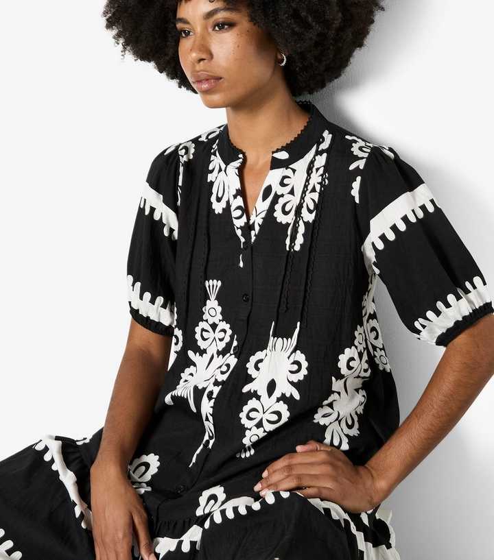 Apricot Black Baroque Print Mini Shirt Dress | New Look