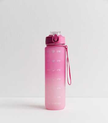 Pink Ombre Pop Lid Straw 1L Time Marked Water Bottle