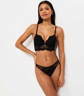 Black Floral Lace Padded Corset Bra