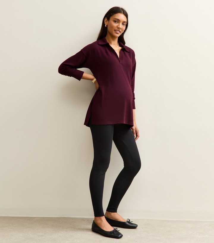 Curves Maternity Black Stretch Cotton High Waist Leggings